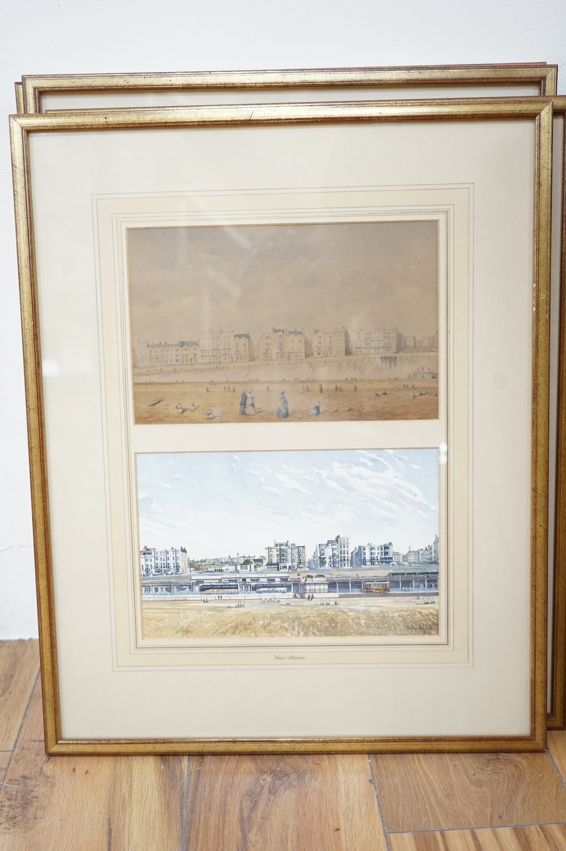 William Alfred Delamotte (1775-1863), set of 22 watercolours comparing contemporary views of Brighton to include Old Ship Hotel, Site of Aquarium, Royal Crescent, Eastern Terrace and Kings Road, signed, overall 57 x 45cm
